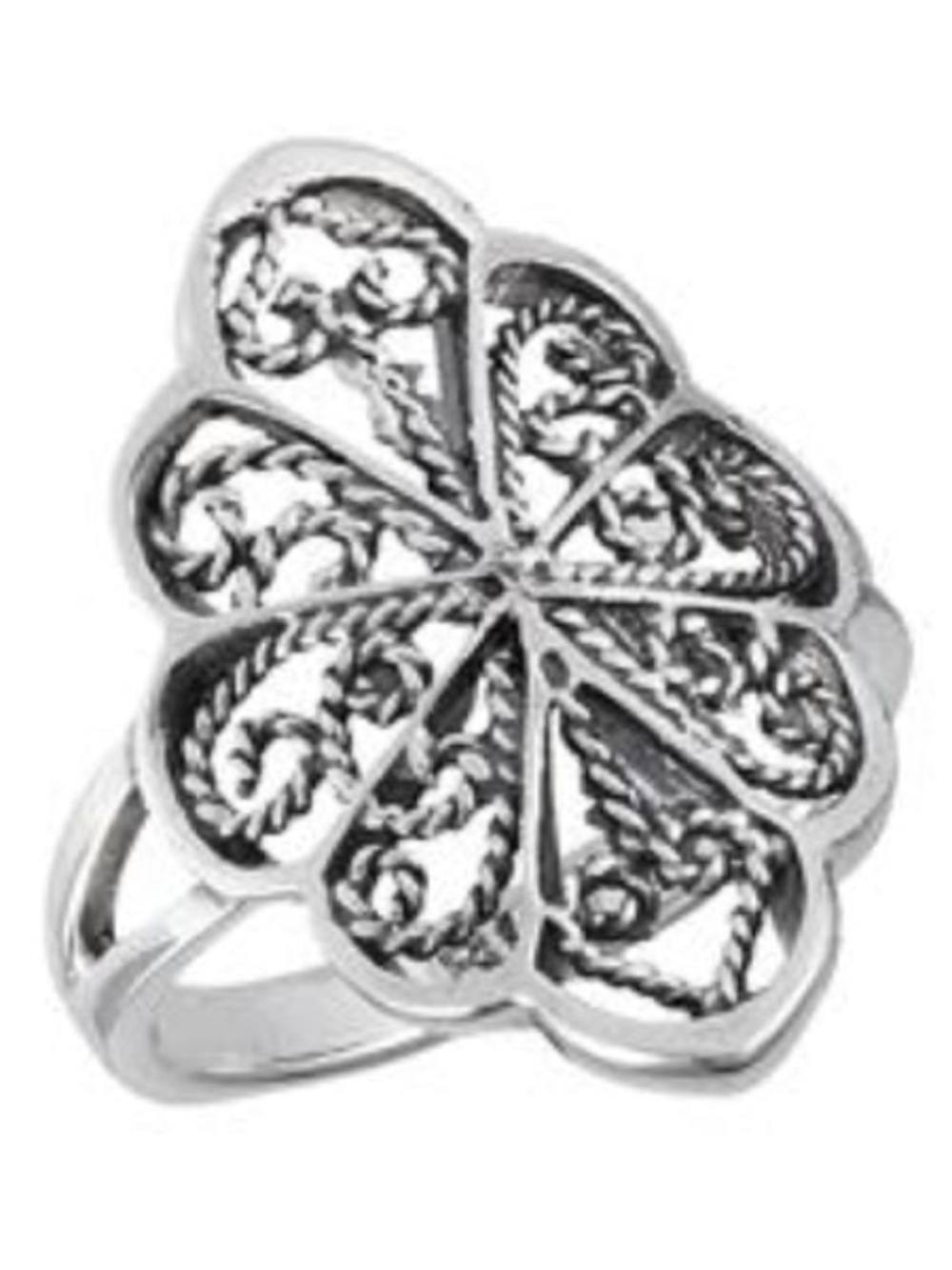 Womens Sterling Silver .925 Filigree Ring Size 9